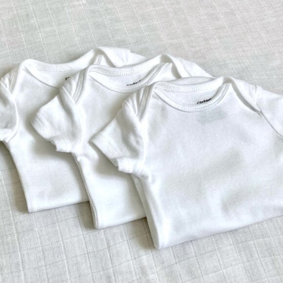 White Carter's Newborn Bodysuits Bundle - Picture 1 of 6